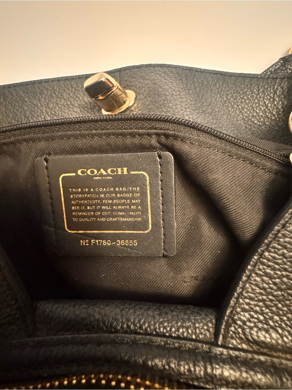 Coach Black Pebbled Leather Shoulder Tote with Gold Chain Handles - Picture 3 of 9